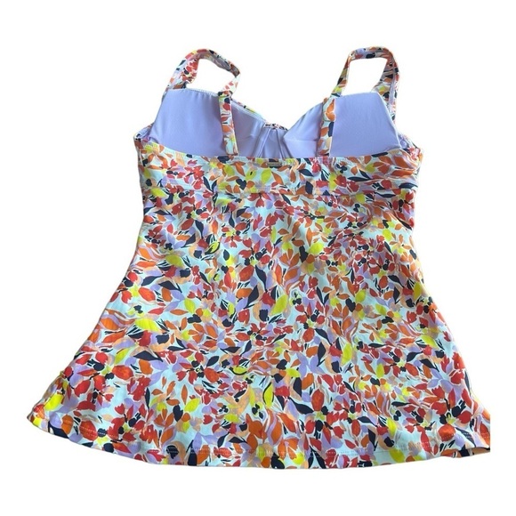 Anne Cole Orange Navy Retro TwistFront Underwire Tankini Swim size 34C/36B - Picture 8 of 15